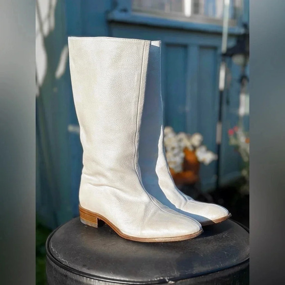 Paul Andrew Shoes - Paul Andrew — White Pebbled Leather Calf Boots (Rare)